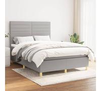 QJBSAVVA Letto a molle 140 x 200 cm, grigio chiaro, con materasso a molle insacchettate e topper, testiera regolabile in altezza, design moderno, robusto e durevole, per camera da letto e camera degli