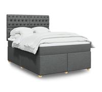 QJBSAVVA Letto a molle 140 x 200 cm, grigio scuro con materasso a molle insacchettate e topper, testata flessibile regolabile in altezza, struttura moderna per camera da letto, camera dei ragazzi e