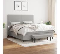 QJBSAVVA Letto a molle 160 x 200 cm, grigio chiaro, con materasso a molle insacchettate e testiera regolabile, moderno letto matrimoniale per camera da letto e camera degli ospiti