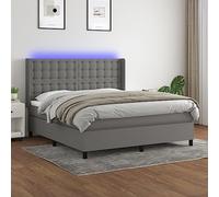 QJBSAVVA Letto a molle 180 x 200 grigio scuro con LED e materasso, design moderno e durevole, testiera regolabile in altezza, telaio in legno massiccio, letto matrimoniale per camera da letto e camera