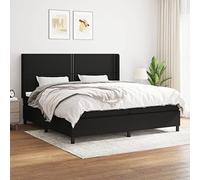 QJBSAVVA Letto a molle 200 x 200 cm, in tessuto nero, con testiera regolabile e materasso a molle insacchettate di media durezza, per camera da letto, camera degli ospiti, camera dei ragazzi