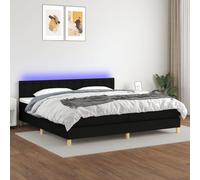 QJBSAVVA Letto a molle, 200 x 200 cm, nero, con materasso a molle insacchettate, testiera a LED, regolabile in altezza, luce snooze, grande letto matrimoniale per camera da letto