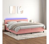 QJBSAVVA Letto a molle 200 x 200 cm rosa con LED, velluto, testiera regolabile in altezza e materasso, moderno letto matrimoniale per camera da letto e camera degli ospiti