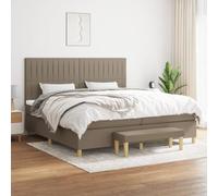 QJBSAVVA Letto a molle 200 x 200 cm, tortora con materasso a molle insacchettate e panchina, moderno letto matrimoniale per camera da letto e camera degli ospiti