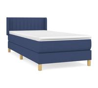 QJBSAVVA Letto a molle, 80 x 200 cm, blu, letto completo con materasso, topper e testiera con orecchie, letto imbottito in tessuto per singoli e adolescenti, letto singolo per camera da letto e stanze