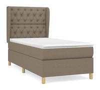 QJBSAVVA Letto a molle, 80 x 200 cm, con materasso a molle insacchettate e topper, letto singolo imbottito, con testiera regolabile in altezza, letto completo per singoli e adolescenti, tessuto