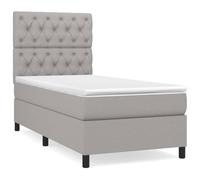 QJBSAVVA Letto a molle, 80 x 200 cm, con materasso e topper, letto singolo completo, grigio chiaro, comodo letto imbottito con testiera regolabile in altezza, per camere singole e ragazzi