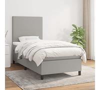 QJBSAVVA Letto a molle, 80 x 200 cm, grigio chiaro, con materasso e topper, altezza regolabile, testata, nucleo a molle insacchettate, camera dei ragazzi e degli ospiti