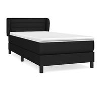 QJBSAVVA Letto a molle, 80 x 200 cm, nero, letto completo con materasso, topper e testiera regolabile con orecchie, letto imbottito in tessuto per un sonno riposante in camera da letto