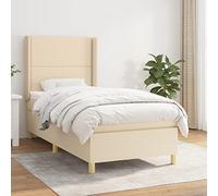 QJBSAVVA Letto a molle 90 x 190 cm, con materasso a molle insacchettate e topper, testiera regolabile in altezza, tessuto resistente, design moderno, letto singolo per camera degli ospiti e dei