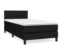 QJBSAVVA Letto a molle, 90 x 190 cm, con materasso e topper nero, struttura letto singolo con testiera, letto singolo in tessuto per adulti, moderno letto imbottito, set completo per dormire singoli