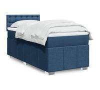 QJBSAVVA Letto a molle 90 x 200 cm, blu con materasso e topper, testiera regolabile in altezza, in poliestere, moderno letto per ragazzi per camera da letto, camera degli ospiti e hotel per un sonno