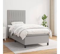 QJBSAVVA Letto a molle, 90 x 200 cm, grigio chiaro, in tessuto, per camera da letto, camera dei ragazzi, camera degli ospiti