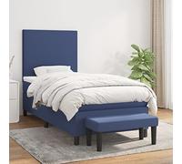 QJBSAVVA Letto a molle blu, 90 x 190 cm, con materasso e panchina, design moderno, per camera dei ragazzi, camera degli ospiti e piccoli appartamenti