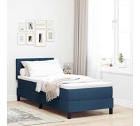 QJBSAVVA Letto a molle blu mezzanotte 80 x 200 cm con materasso e topper, testiera regolabile in tessuto, struttura in legno, design moderno per camera da letto, camera degli ospiti e camera dei