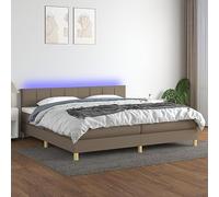 QJBSAVVA Letto a molle con materasso e LED, 200 x 200 cm, tortora, letto matrimoniale grande, comodo, materasso a molle insacchettate, testiera regolabile in altezza, per camera da letto e camera