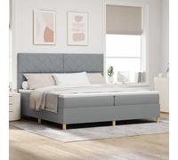 QJBSAVVA Letto a molle grigio chiaro, 200 x 200 cm, legno e tessuto, design moderno con altezza regolabile, durevole e confortevole per camera da letto e camera degli ospiti