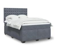 QJBSAVVA Letto a molle, grigio scuro, 160 x 200 cm, in velluto, testiera a LED, set completo, design moderno, per camera da letto, camera dei ragazzi