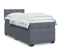 QJBSAVVA Letto a molle in velluto, 90 x 190 cm, grigio scuro con LED, materasso e topper, letto singolo, design moderno e durezza media per camera dei ragazzi, camera da letto e camera degli ospiti