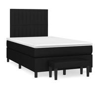 QJBSAVVA Letto a molle nero, 120 x 190 cm, con materasso a molle insacchettate, testiera regolabile in altezza, ottomana, tessuto robusto e telaio in legno di pino massiccio, per camera dei ragazzi e