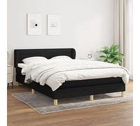 QJBSAVVA Letto a molle, nero, 140 x 200 cm, con materasso a molle insacchettate e topper, testiera regolabile in altezza, moderno letto imbottito per camera da letto, camera degli ospiti e camera dei