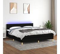 QJBSAVVA Letto a molle, nero, 160 x 200 cm, con materasso a molle insacchettate e LED che cambia colore, testiera regolabile in altezza, in tessuto robusto, design moderno, per camera da letto, camera