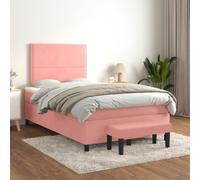 QJBSAVVA Letto a molle rosa, 120 x 200 cm, in velluto, con testiera regolabile e materasso a molle insacchettate, 203 x 120 x 118/128 cm, design moderno per camera da letto e camera degli ospiti