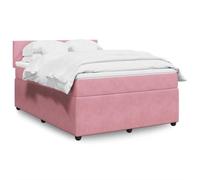 QJBSAVVA Letto a molle rosa, 140 x 200 cm, in velluto, con materasso a molle insacchettate e cuscino, moderno letto per ragazzi matrimoniale, per camera da letto, camera degli ospiti, camera