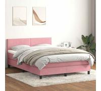 QJBSAVVA Letto a molle rosa, 140 x 220 cm, in velluto, con materasso e topper, 223 x 144 x 78/88 cm, testiera regolabile in altezza, per camera da letto e camera degli ospiti