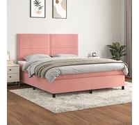 QJBSAVVA Letto a molle rosa, 160 x 200 cm, con testiera regolabile in altezza, materasso a molle insacchettate, misura media, per camera da letto, camera degli ospiti, camera dei ragazzi