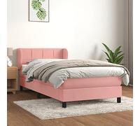 QJBSAVVA Letto a molle rosa, 80 x 200 cm, in velluto con materasso a molle insacchettate, testiera regolabile in altezza, moderna camera da letto, letto per gli ospiti per la camera dei ragazzi e