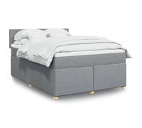 QJBSAVVA Letto a molle, set completo, grigio chiaro, 160 x 200 cm, con illuminazione a LED, materasso a molle insacchettate, topper, testiera, telaio in legno di pino, design moderno, per camera da