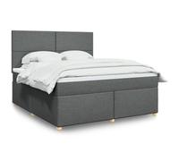 QJBSAVVA Letto a molle, set completo, grigio scuro, 180 x 200 cm, con LED e molle insacchettate, materasso regolabile in altezza, design moderno, per camera da letto, camera degli ospiti, camera dei