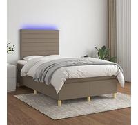QJBSAVVA Letto a molle tortora 120 x 200 cm con materasso e LED per un sonno riposante in camera singola o ospite, testiera regolabile, tessuto traspirante e aspetto moderno