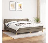 QJBSAVVA Letto a molle, tortora, 200 x 200 cm, con materasso e topper, testiera regolabile in altezza, robusta protezione dal rumore, con molle insacchettate, design moderno per camera da letto e