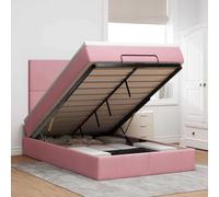 QJBSAVVA Letto a pouf 120 x 190 cm, in velluto rosa con materasso a molle insacchettate da 20 cm e topper, spazio idraulico, letto singolo, per camera da letto, camera degli ospiti, completo