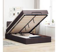 QJBSAVVA Letto a pouf 120 x 200 cm con materasso e LED RGB marrone scuro, letto a molle con spazio 203 x 120 x 88 cm, con molle insacchettate, per camera da letto, camera dei ragazzi, camera degli