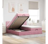QJBSAVVA Letto a pouf 200 x 200 cm, in velluto rosa con materassi a LED, rete idraulica, letto matrimoniale per camera da letto e camera degli ospiti