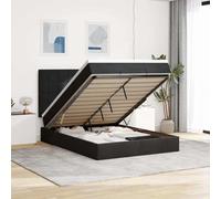 QJBSAVVA Letto a pouf completo con materasso 140 x 190 cm in velluto nero e spazio di archiviazione idraulico ascensore 193 x 144 x 118/128 cm, moderno letto imbottito per camera da letto e camera