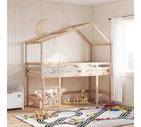 QJBSAVVA Letto a soppalco per bambini, 90 x 200 cm, in pino massiccio, con scala, idea per cameretta dei bambini, 205,5 x 95,5 x 113,5 cm