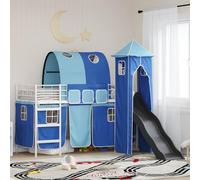 QJBSAVVA Letto a soppalco per bambini, bianco e blu, 194 x 80 x 116 cm, con telaio in acciaio, per letto singolo da 90 x 190 cm, design moderno per camera dei ragazzi