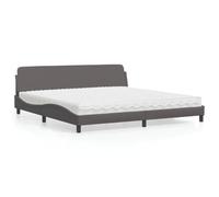 QJBSAVVA Letto imbottito Dover 200 x 200 cm grigio ecopelle testiera design ondulato letto matrimoniale con materasso intercambiabile H2/H3 218 x 205 x 74,5 cm, design moderno per camera da letto e