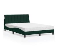 QJBSAVVA Letto in velluto con materasso Hanko verde scuro, 140 x 200 cm, design moderno a onde con materasso in schiuma H2/H3 e testiera, cuscino 218 x 145 x 74,5 cm, per camera da letto e camera