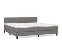 QJBSAVVA Letto matrimoniale a molle, 200 x 200 cm, grigio scuro, set completo con 2 materassi a molle insacchettate H3 di media durezza e topper, moderno letto imbottito con testiera regolabile in