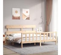 QJBSAVVA Letto matrimoniale in legno di pino, 200 x 200 cm, senza materasso, robusto e moderno, testiera, altezza comfort, 21 cm, per camera da letto, camera dei ragazzi, camera degli ospiti