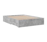 QJBSAVVA Letto Matrimoniale Moderno/Giroletto Singolo Struttura Letto Matrimoniale/Letto Piazza E Mezza - Giroletto Cassetti Grigio Cemento 120x190 cm Legno Multistrato