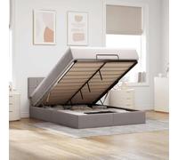 QJBSAVVA Letto Ottoman 140 x 190 cm con materasso e cuscino in tessuto tortora letto matrimoniale con molle insacchettate grande spazio di archiviazione ascensore idraulico per camera dei ragazzi