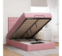 QJBSAVVA Letto ottomano 120 x 190 cm velluto rosa con materasso a molle insacchettate LED e grande spazio per camera da letto dei ragazzi