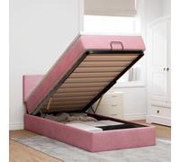 QJBSAVVA Letto ottomano, 80 x 200 cm, con materasso e LED, in velluto rosa, per camera dei ragazzi, singolo, salvaspazio, rete idraulica, per camera da letto, adolescenti e ospiti