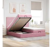 QJBSAVVA Letto ottomano rosa 160 x 200 cm velluto con materassi a molle insacchettate e grande spazio di archiviazione, meccanismo di sollevamento idraulico letto matrimoniale per camera da letto e
